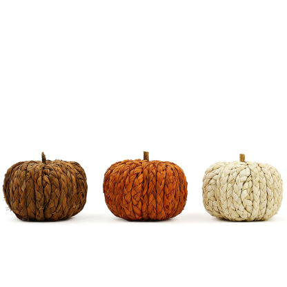 31317	 L7.5W3.9H3.5" - BRAIDED PUMPKINS AUTUMN DECORATION