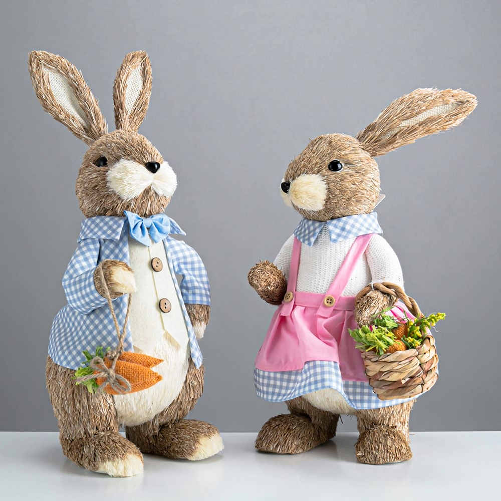 L6.7W8.3H17.3" - STANDING BUNNY COUPLE TABLETOP