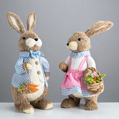 L6.7W8.3H17.3" - STANDING BUNNY COUPLE TABLETOP