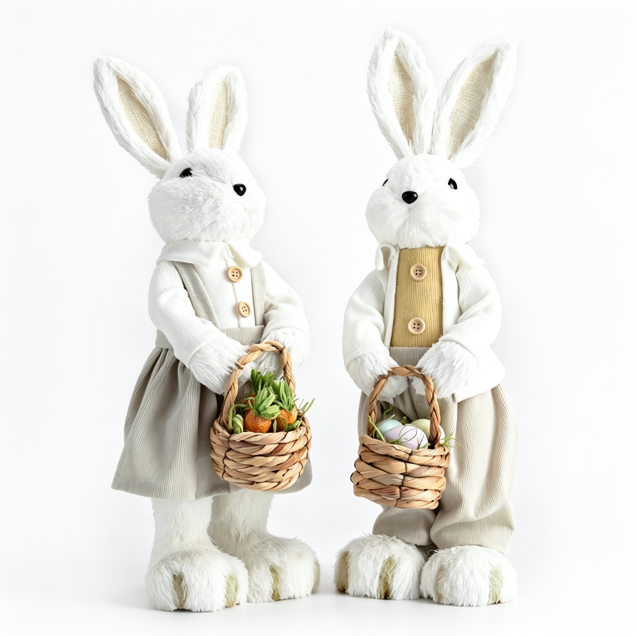 31474	 L7.1W7.1H20.9" - STANDING BUNNY COUPLE TABLETOP