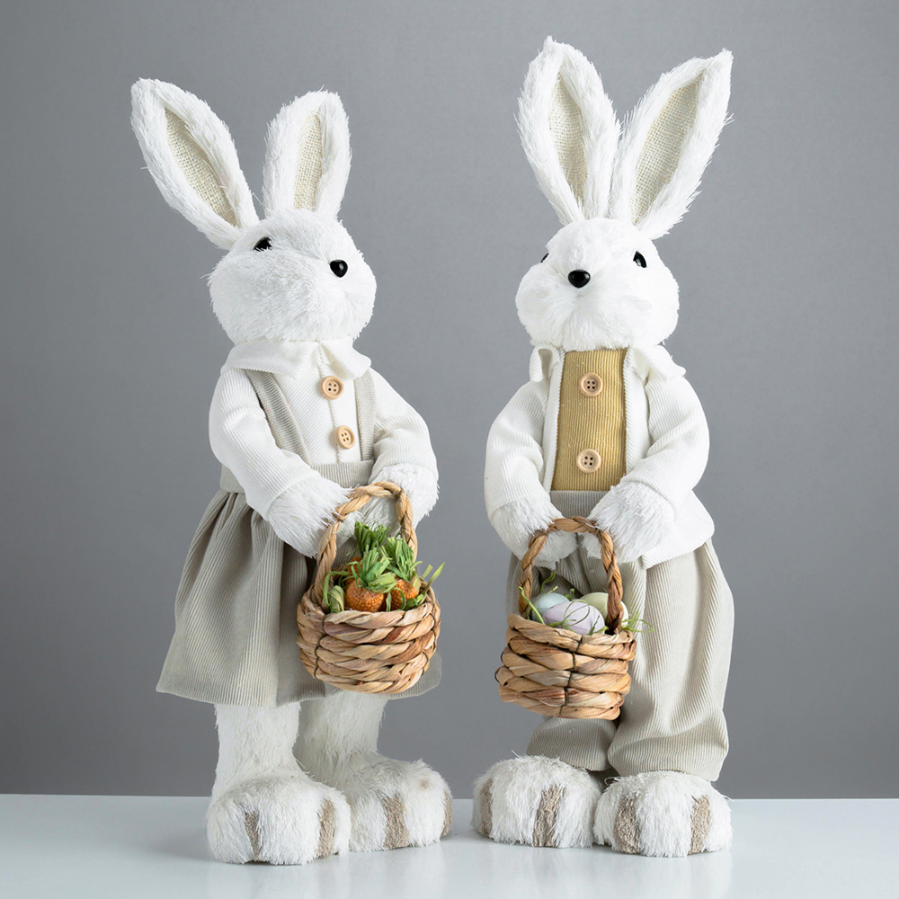 L7.1W7.1H20.9" - STANDING BUNNY COUPLE TABLETOP