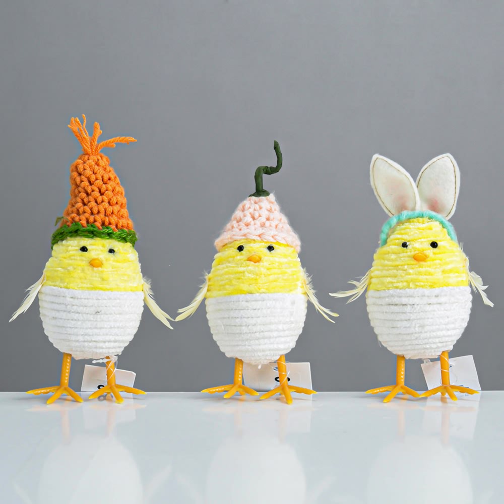 31498	 L3.5W2H5.9/5.5" - SET OF 3 EASTER CHICKS