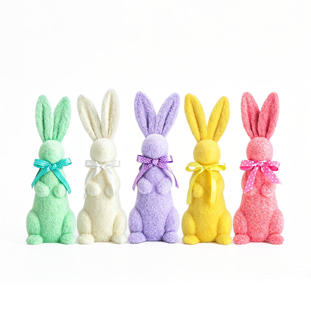31505ASST	 L7.1W6.7H22" - ASSORTED COLORS EASTER BUNNIES TABLETOP
