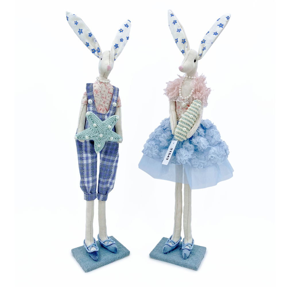 31543	 L4.7W3.9H13.6" - STANDING BUNNY COUPLE TABLETOP