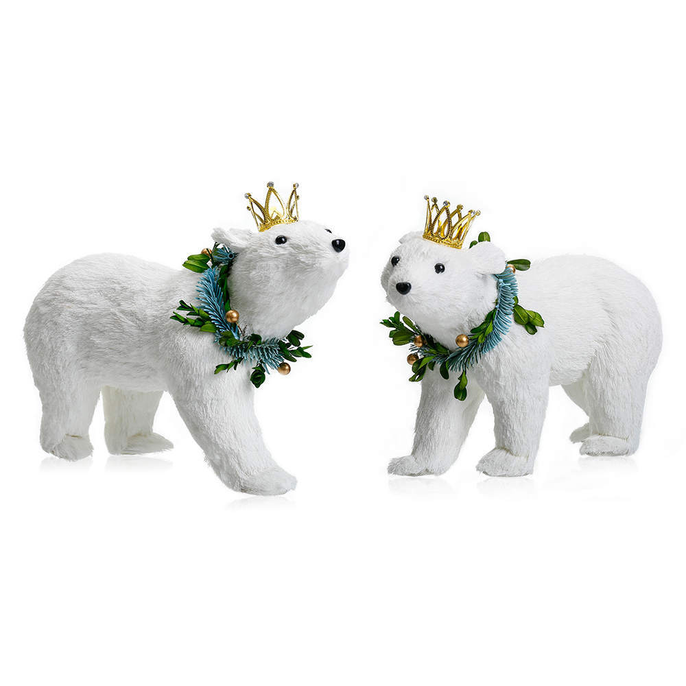 31609ASST	 L13"W5.5"H9" - SET OF 2 POLAR BEARS TABLETOP