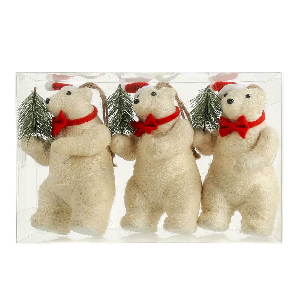31623	 L11.4"W3.9"H6.7" - SET OF 3 POLAR BEAR ORNAMENTS