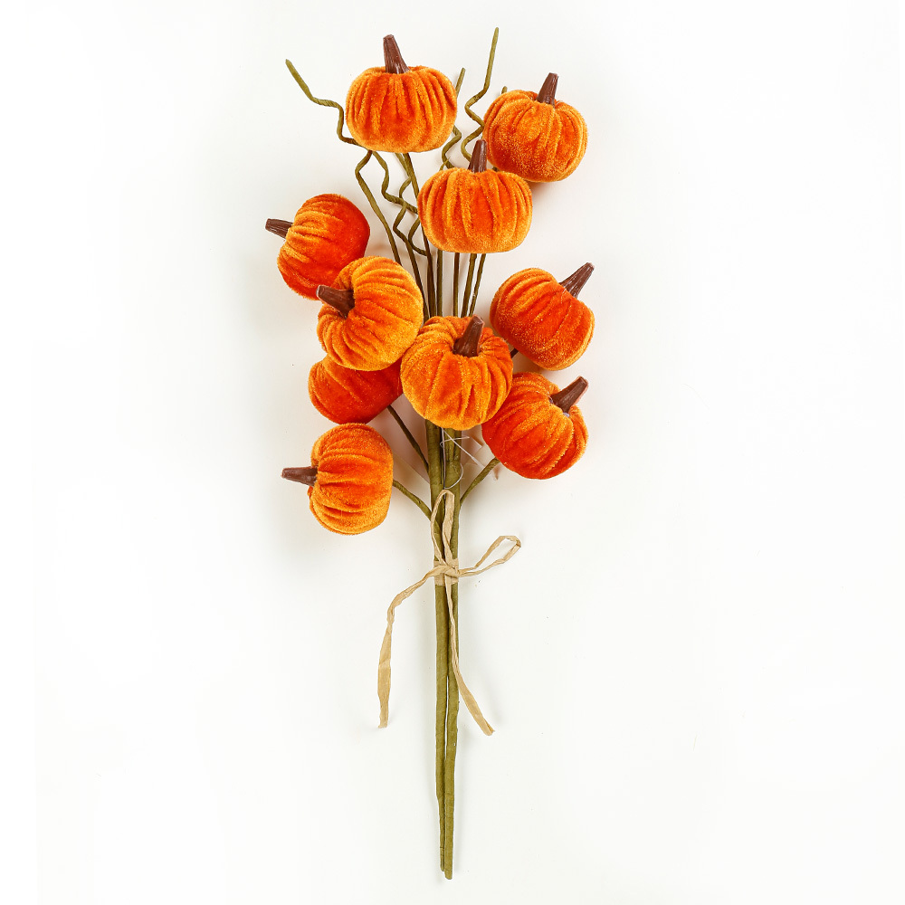 L17" - VELVET PUMPKIN STEM X 9