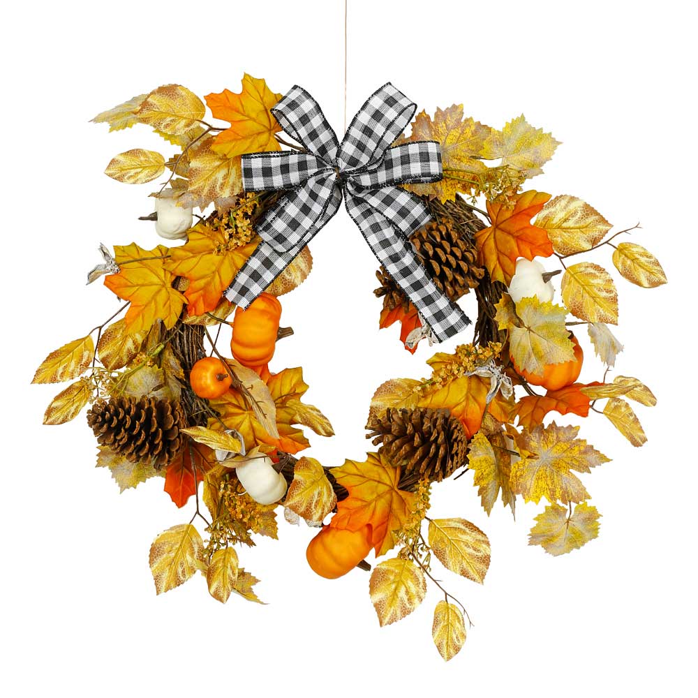 D23.6" - ARTIFICIAL LEAVES FALL WREATH