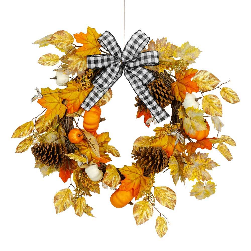 D23.6" - ARTIFICIAL LEAVES FALL WREATH