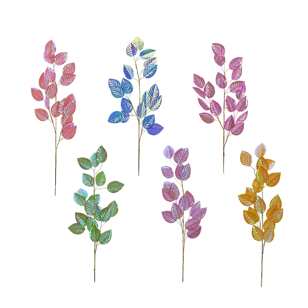 31751ASST	 D5.9"H27.6" - PLASTIC ASSORTED COLORS LEAFS