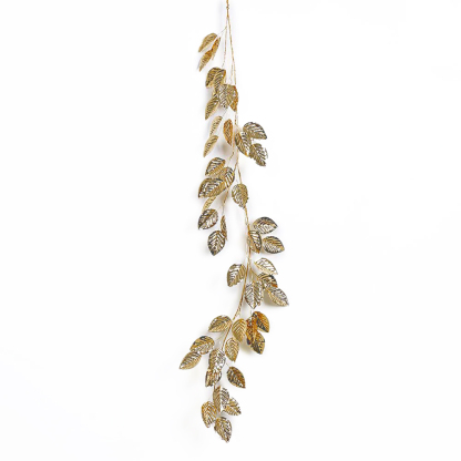 31755-1	 L47.2" - METALLIC GOLD LEAF GARLAND