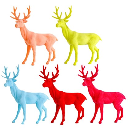 L17.7"W6.3H19.7" - ASSORTED COLORS FLOCKED DEERS