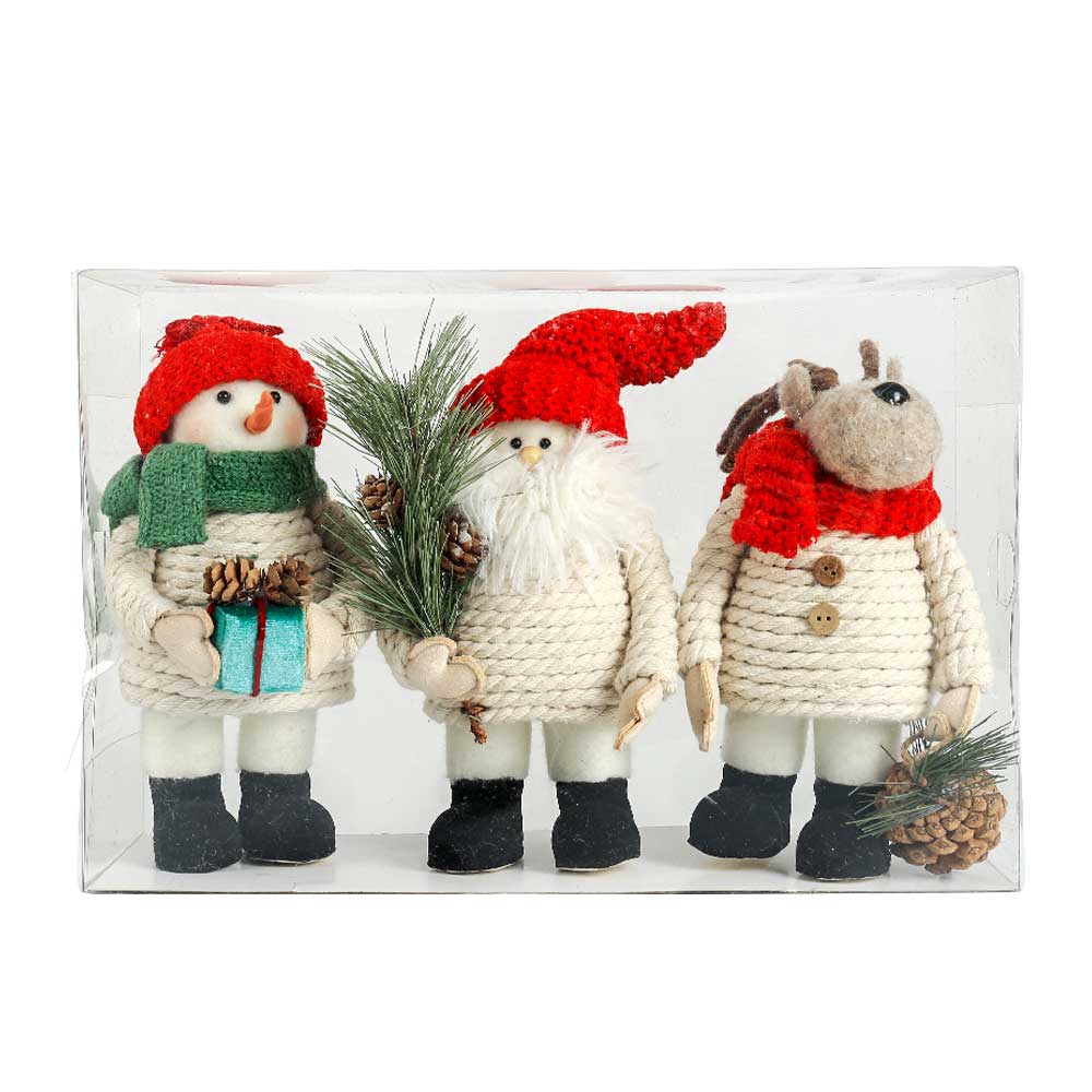 31863	 L13"W4.3"H8.7" - SNOWMAN, SANTA CLAUS AND MOOSE TABLETOP