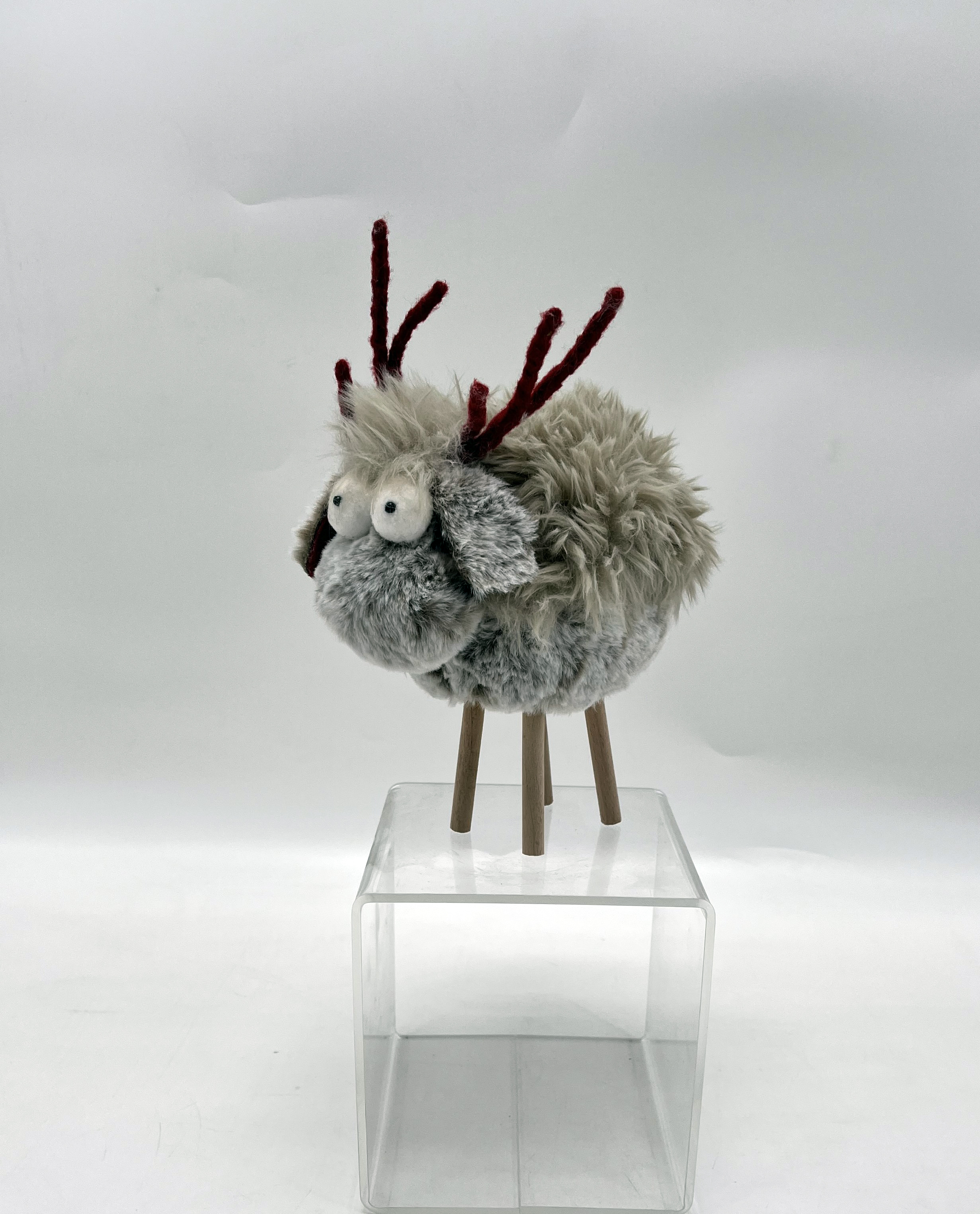 31878	 L9.4"W9"H12.6" - STANDING FUR RAINDEER TABLETOP