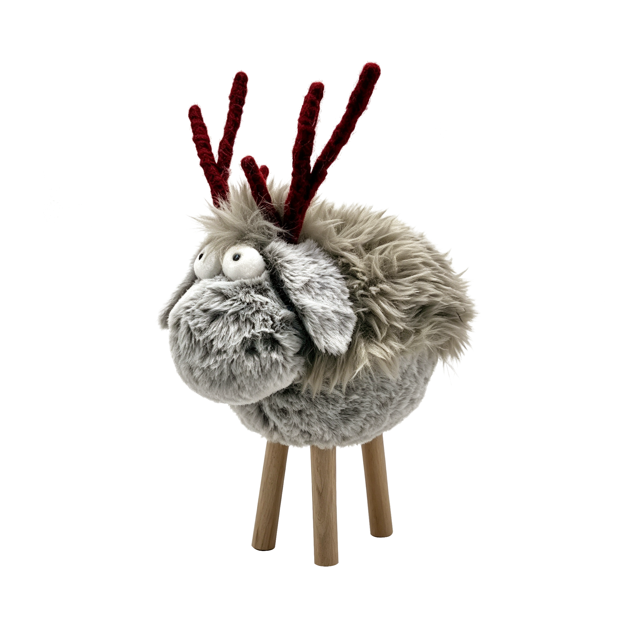 31879	 L7.9"W7.5"H7.9" - STANDING FUR RAINDEER TABLETOP