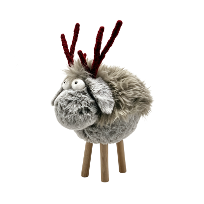31879	 L7.9"W7.5"H7.9" - STANDING FUR RAINDEER TABLETOP