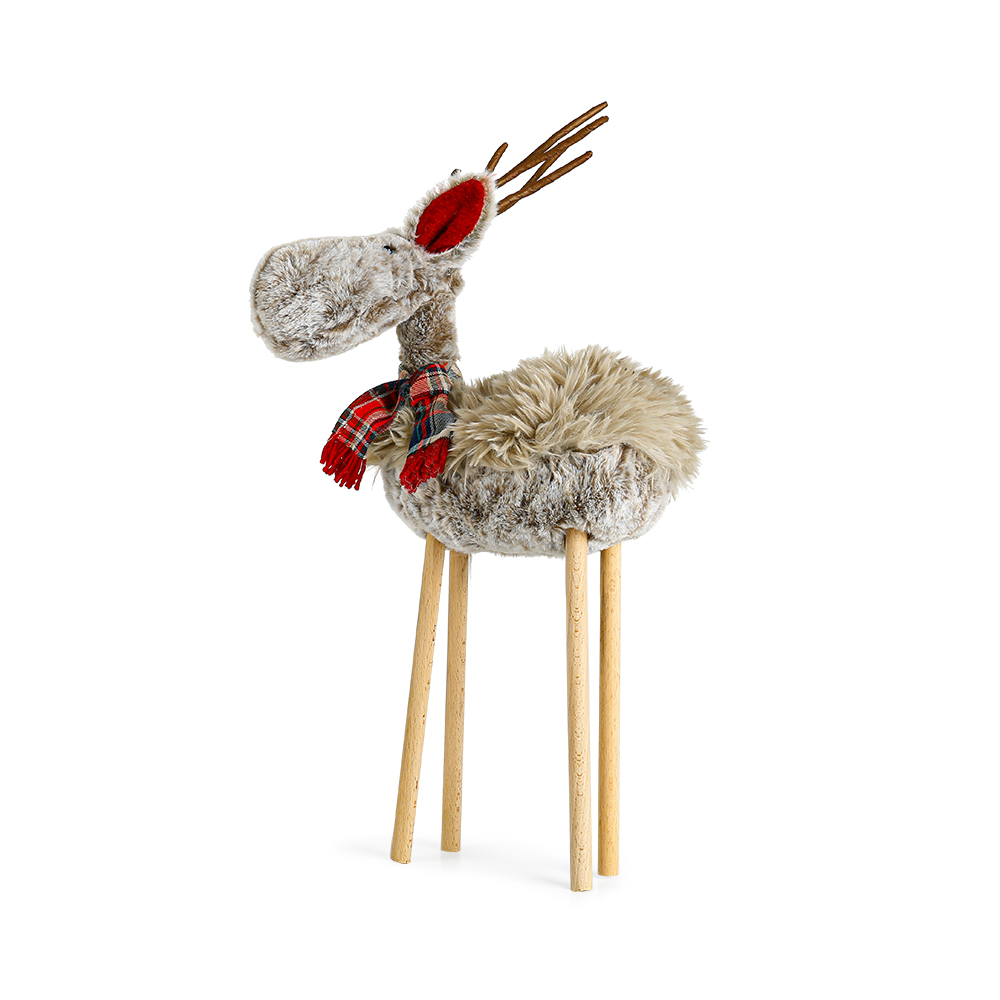 31881	 L9.8"W4.7"H21" - STANDING FUR RAINDEER TABLETOP