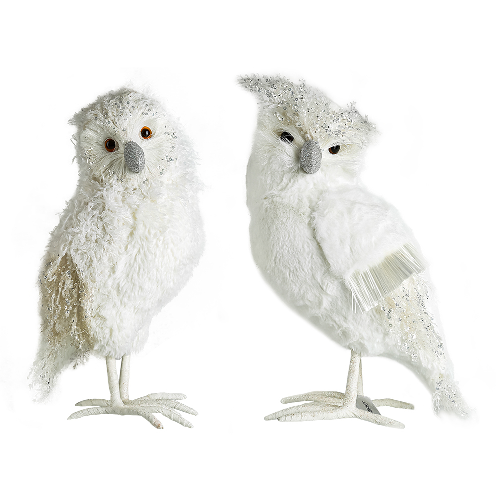 31885ASST	 D9/8.3"H18/17.3" - SET OF 2 WINTER OWLS TABLETOP