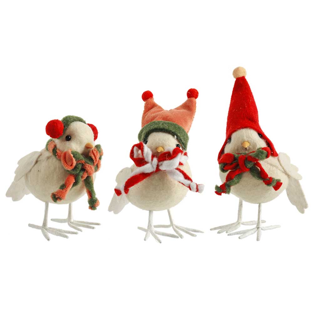 31886ASST	 L5"W3"H5" - SET OF 3 CHRISTMAS BIRDS TABLETOP