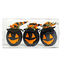 *L8.3"W3.1"H4.7" - SET OF 3 HALLOWEEN PUMPKINS WITH HAT