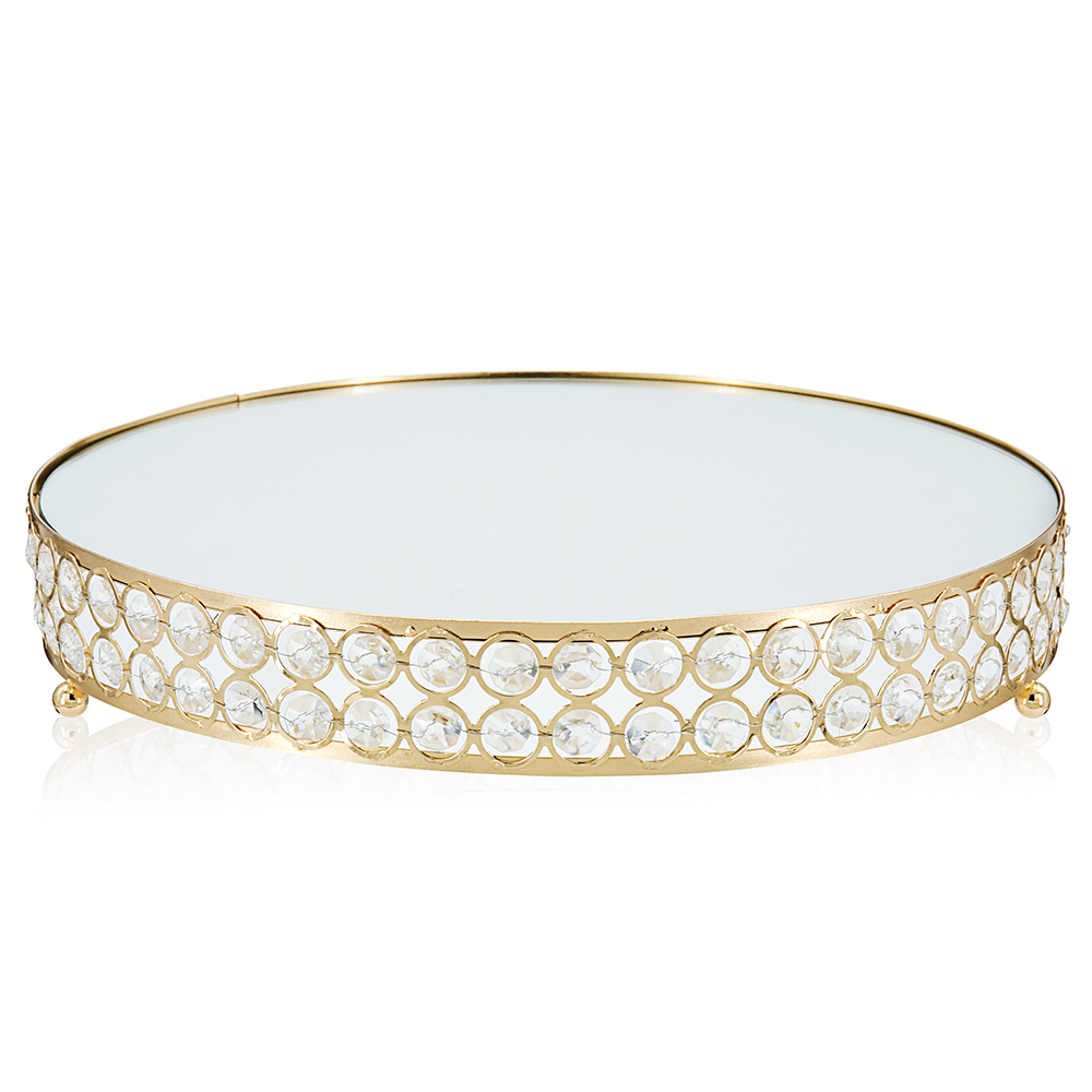 M20001	 D13.8/11.8/9.84" - SET OF 4 CRYSTAL CAKE STANDS WITH MIRROR