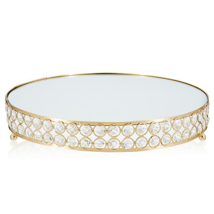 M20001	 D13.8/11.8/9.84" - SET OF 4 CRYSTAL CAKE STANDS WITH MIRROR