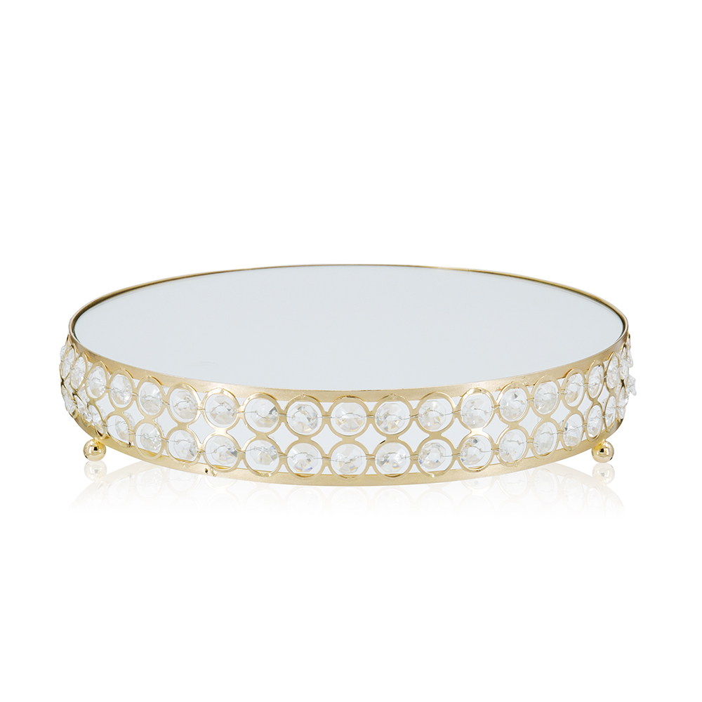 M20001	 D13.8/11.8/9.84" - SET OF 4 CRYSTAL CAKE STANDS WITH MIRROR