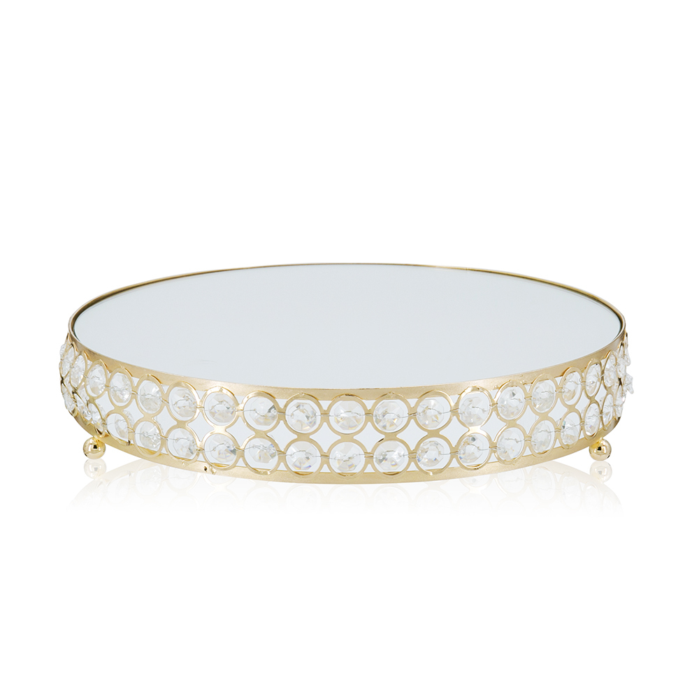 M20001	 D13.8/11.8/9.84" - SET OF 4 CRYSTAL CAKE STANDS WITH MIRROR
