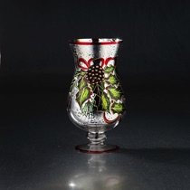 D5.5"H10.4" - GLASS CHRISTMAS CANDLEHOLDER