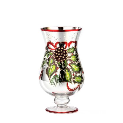 39013	 D5.5"H10.4" - GLASS CHRISTMAS CANDLEHOLDER