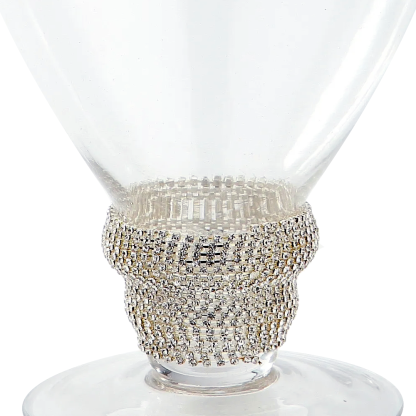 39127	 D6"H15" - CLEAR AND SILVER BEADED GLASS JAR WITH FINIAL LID