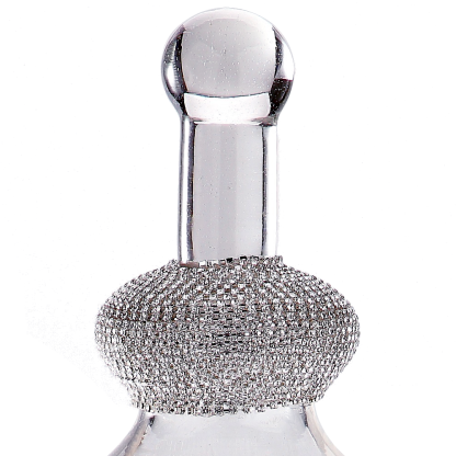 39129	 D9.5"H22" - CLEAR AND SILVER BEADED GLASS JAR WITH FINIAL LI