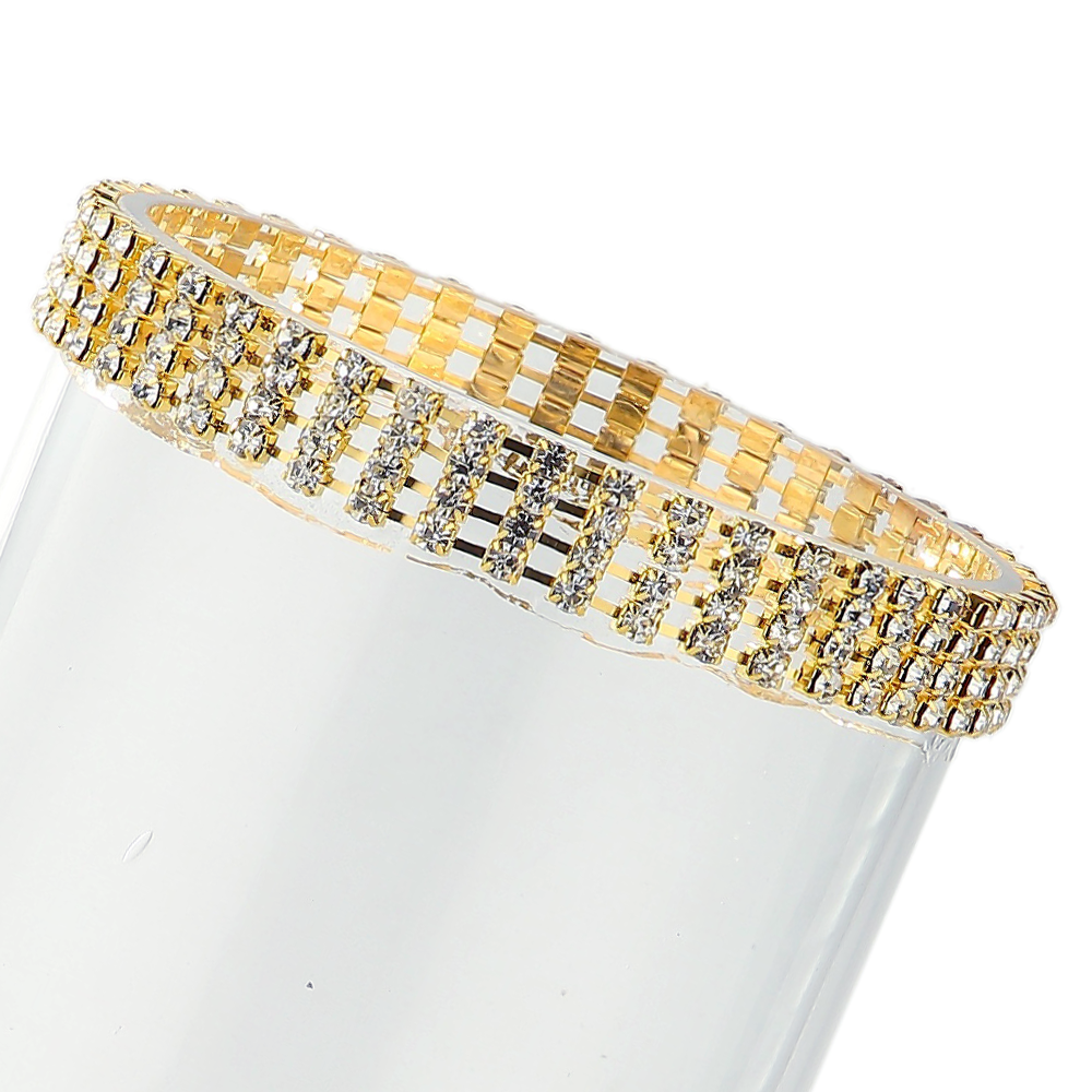 39305	 D4"H8" - GLASS CYLINDER WITH RHINESTONE RIM