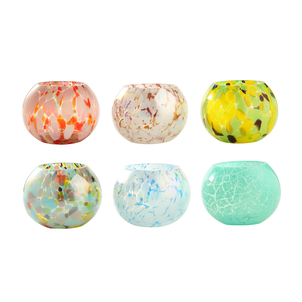 39364asst	 D5.9"H5.1" - ASSORTED GLASS BUBBLE BOWLS