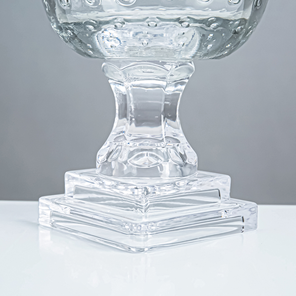 49655	 D7.1"H12.6" - GLASS VASE W/ PEDESTAL