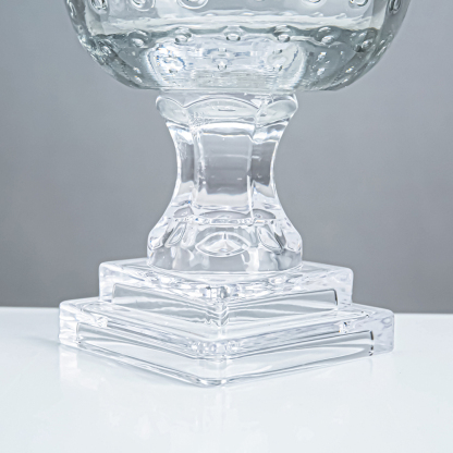 49655	 D7.1"H12.6" - GLASS VASE W/ PEDESTAL