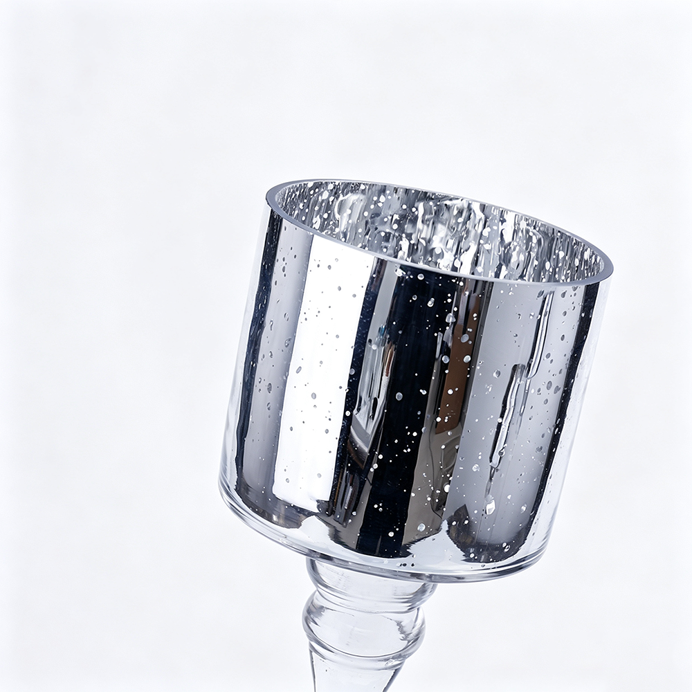 40253	 D4.5H12/14/15.5" - SET OF 3 MERCURY GLASS CANDLE HOLDERS