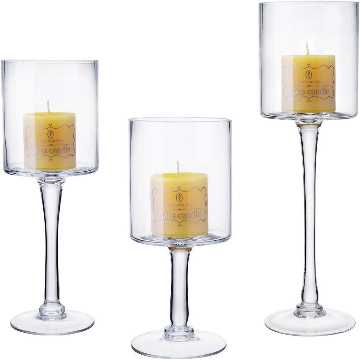 D3.5"H12"/10"/8" - SET OF 3 HURRICANE CANDLE HOLDERS