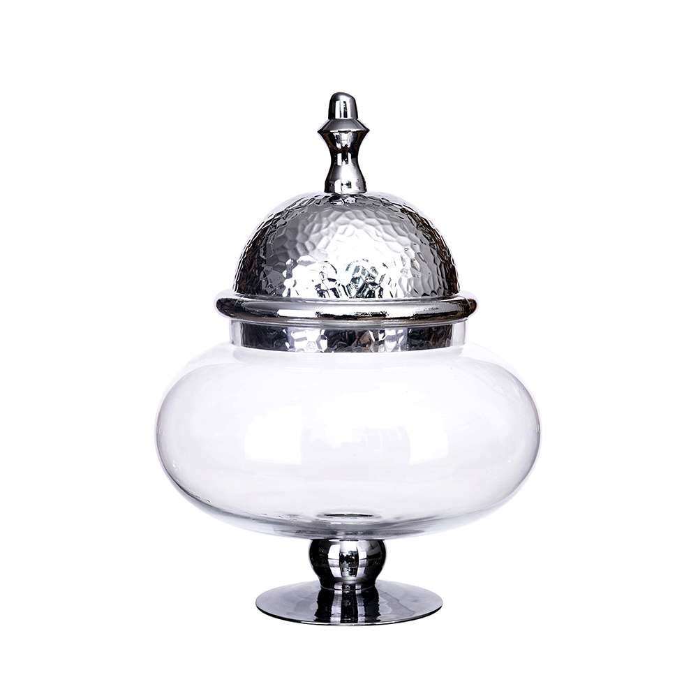 *D12.5"H16.5" - GLASS APOTHECARY JAR WITH LID