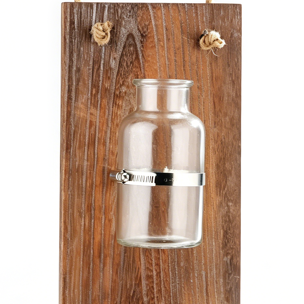 45070	 L13"W7"H3.5" - HANGING BOTTLE WITH WOOD HOLDER