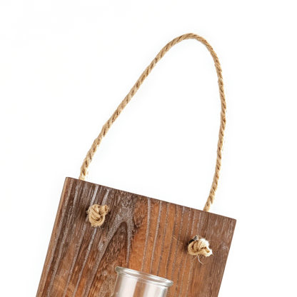 45070	 L13"W7"H3.5" - HANGING BOTTLE WITH WOOD HOLDER