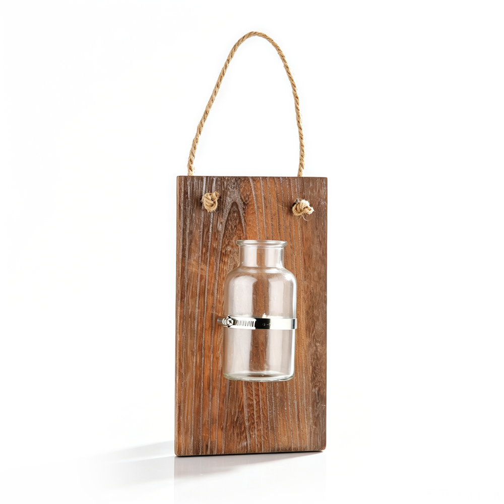 45070	 L13"W7"H3.5" - HANGING BOTTLE WITH WOOD HOLDER