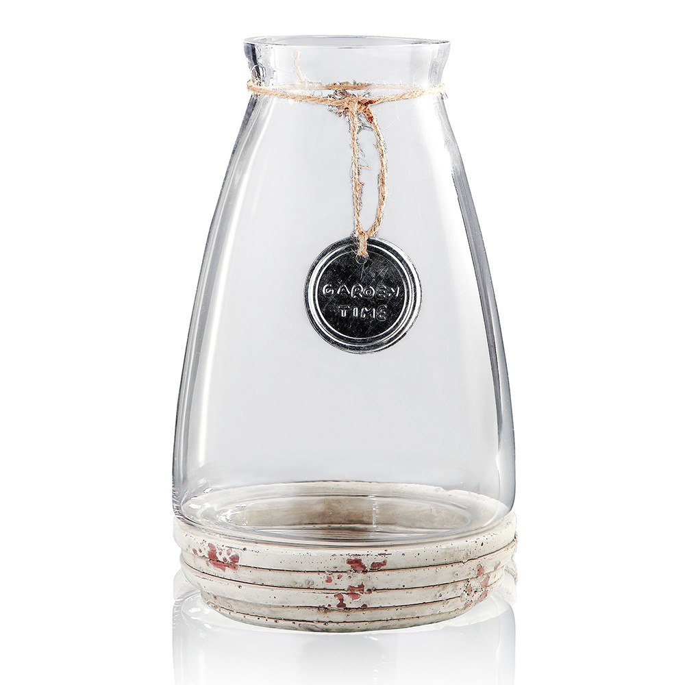 45101	 *D8"H13" - GLASS VASE WITH CEMENT BASE