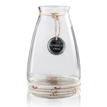 45101	 *D8"H13" - GLASS VASE WITH CEMENT BASE