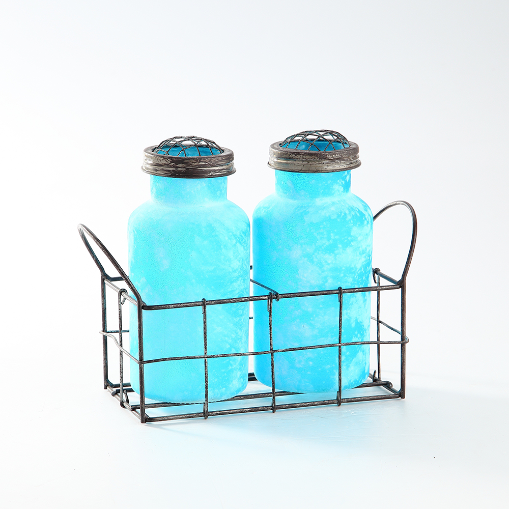 45152	 L9"W4"H7" - SET OF 2 BOTTLES WITH A WIRE HOLDER