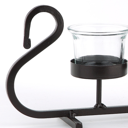 45243	 *L15.5"W3"H4.5" - GLASS CANDLE HOLDER WITH METAL STAND