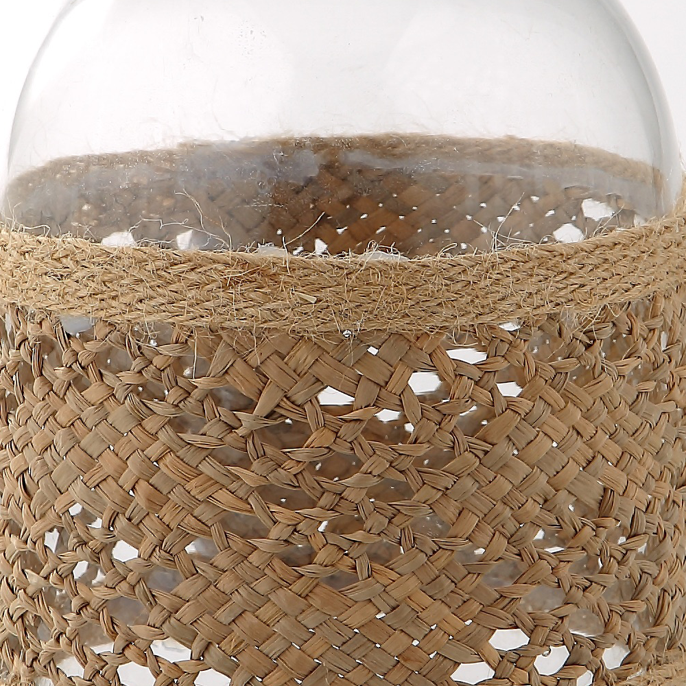 45317	 D4"H8" - GLASS VASE WITH RATTAN WRAP