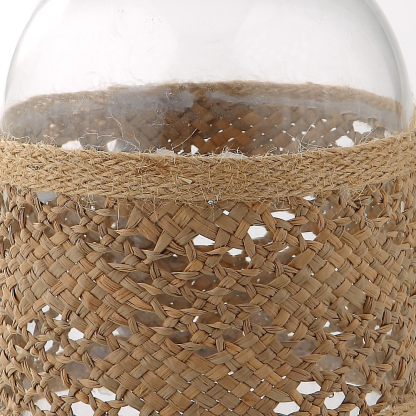45317	 D4"H8" - GLASS VASE WITH RATTAN WRAP