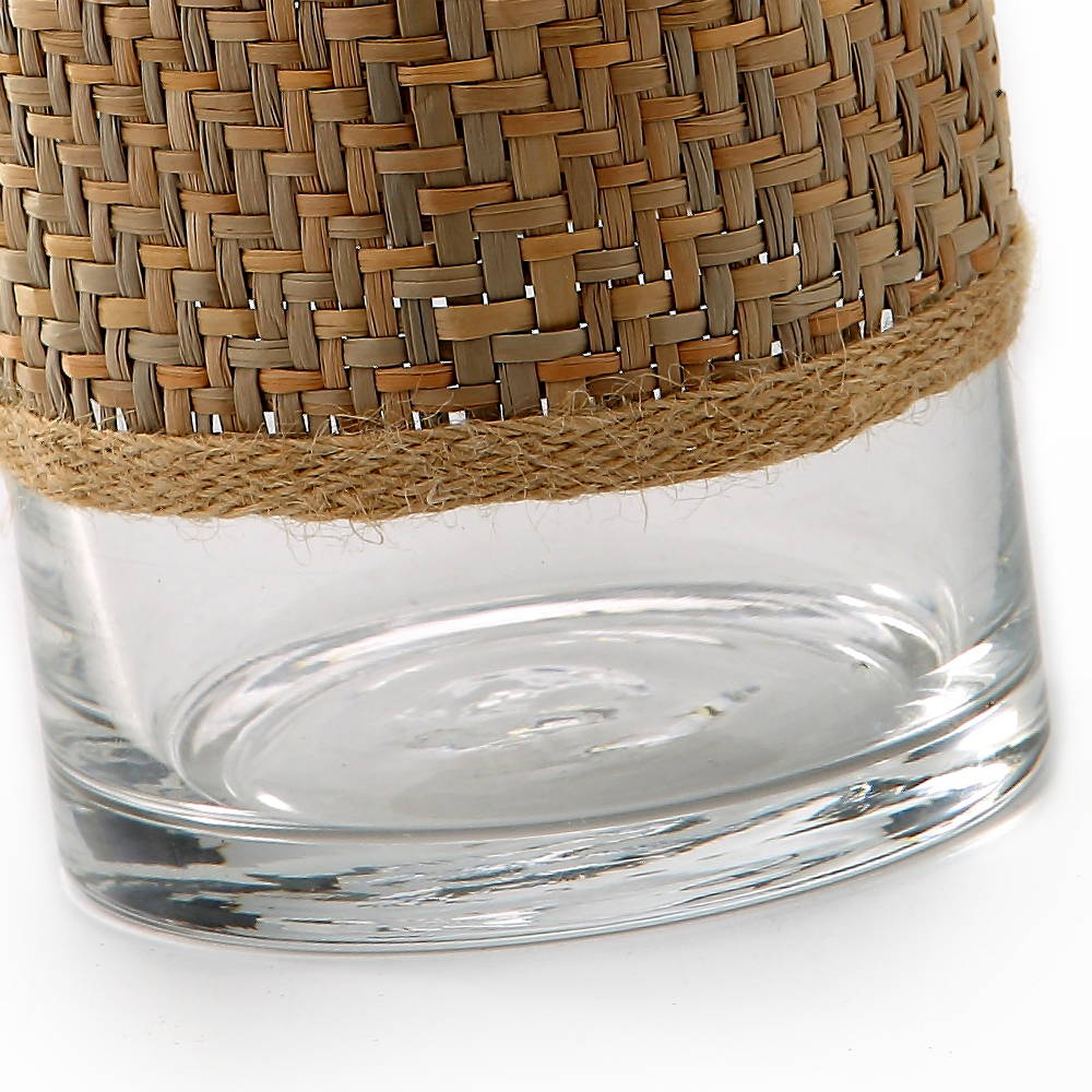 45318	 D4"H10" - GLASS VASE WITH RATTAN WRAP