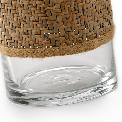 45318	 D4"H10" - GLASS VASE WITH RATTAN WRAP